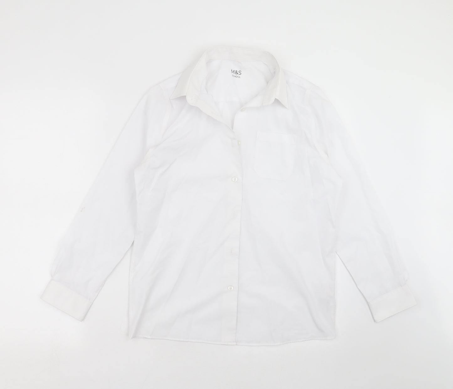 Marks and Spencer Boys White   Basic Button-Up Size 13-14 Years  - school
