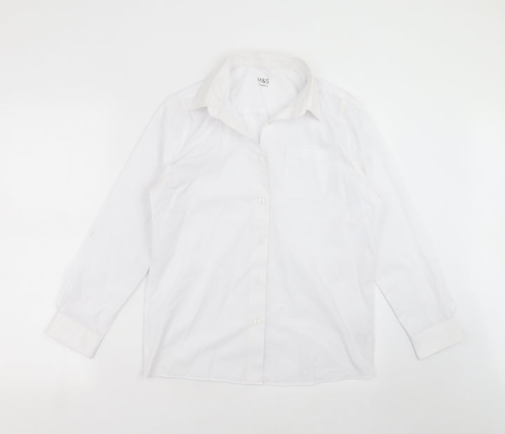 Marks and Spencer Boys White   Basic Button-Up Size 13-14 Years  - school