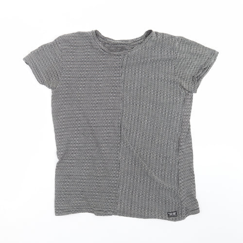 seven souls new york Womens Grey Striped  Basic T-Shirt Size M
