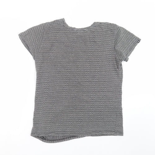seven souls new york Womens Grey Striped  Basic T-Shirt Size M