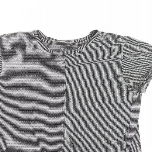 seven souls new york Womens Grey Striped  Basic T-Shirt Size M