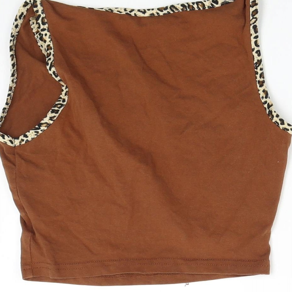 SheIn Womens Brown Animal Print  Basic Tank Size XS  - Heart
