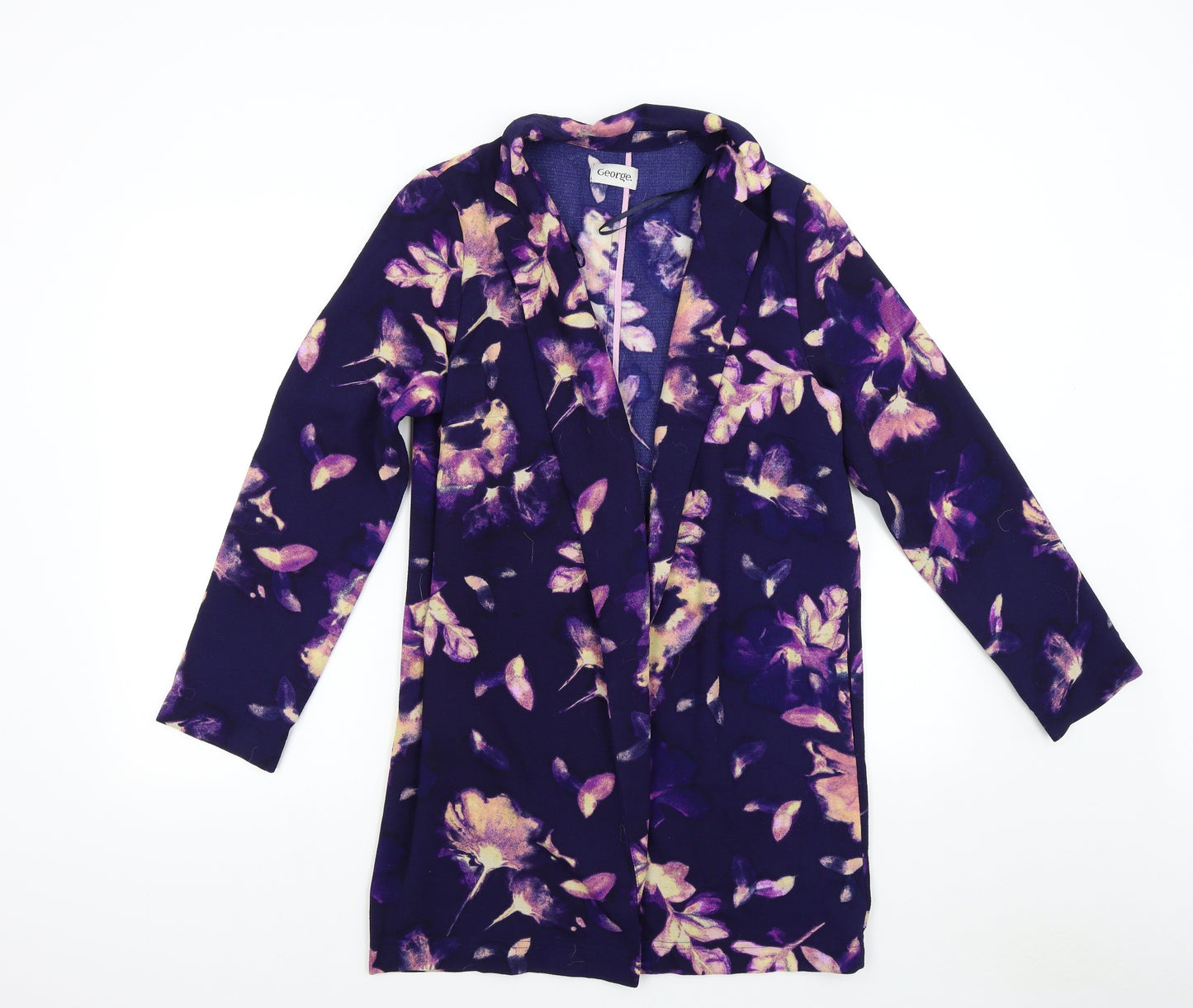 George Womens Purple Floral  Overcoat Coat Size 14