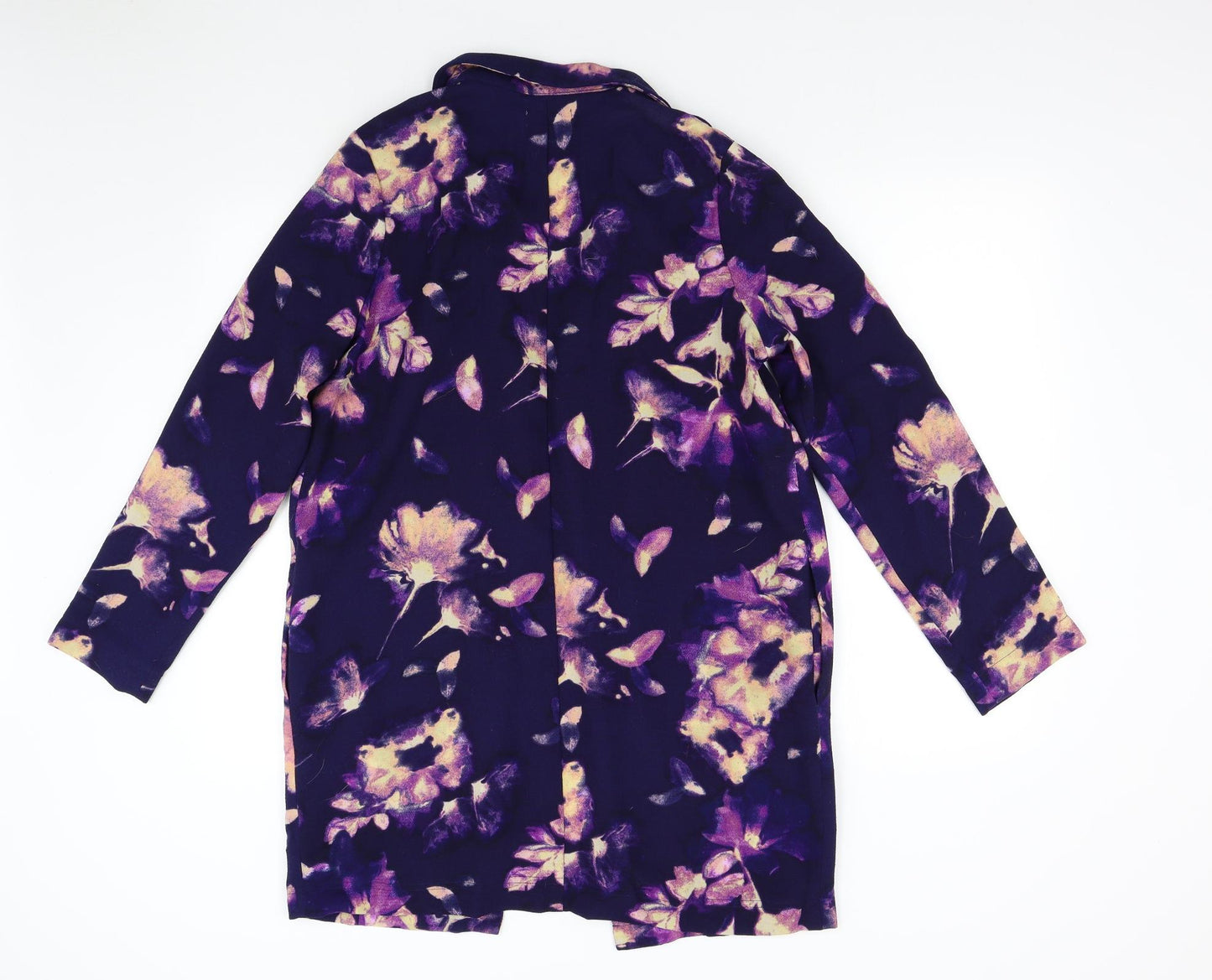 George Womens Purple Floral  Overcoat Coat Size 14