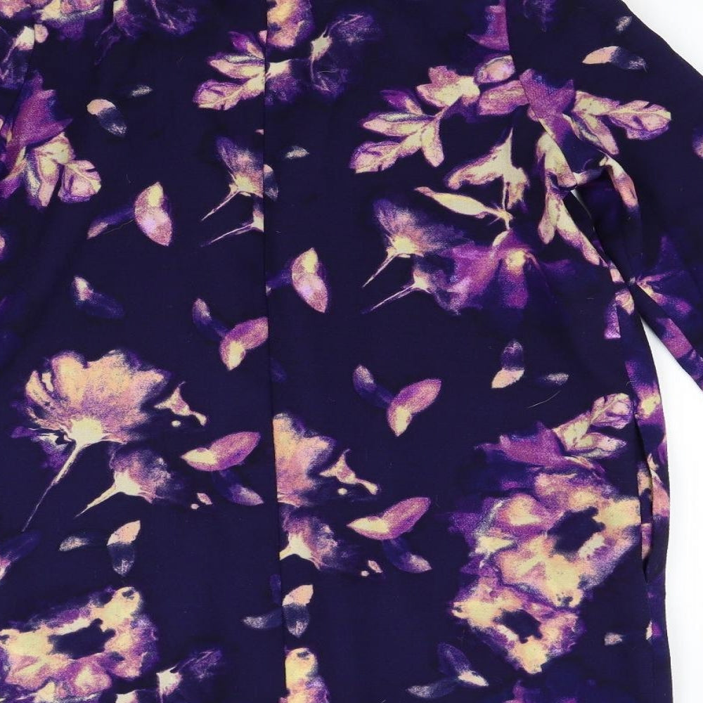 George Womens Purple Floral  Overcoat Coat Size 14