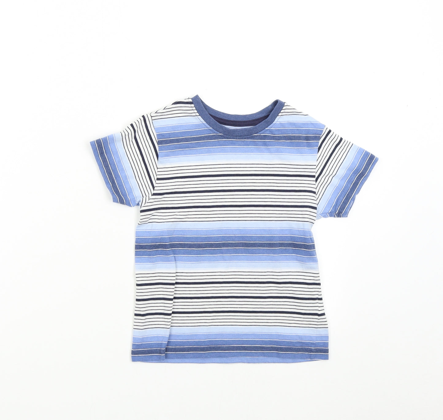 Primark Boys Blue Striped  Basic T-Shirt Size 5-6 Years