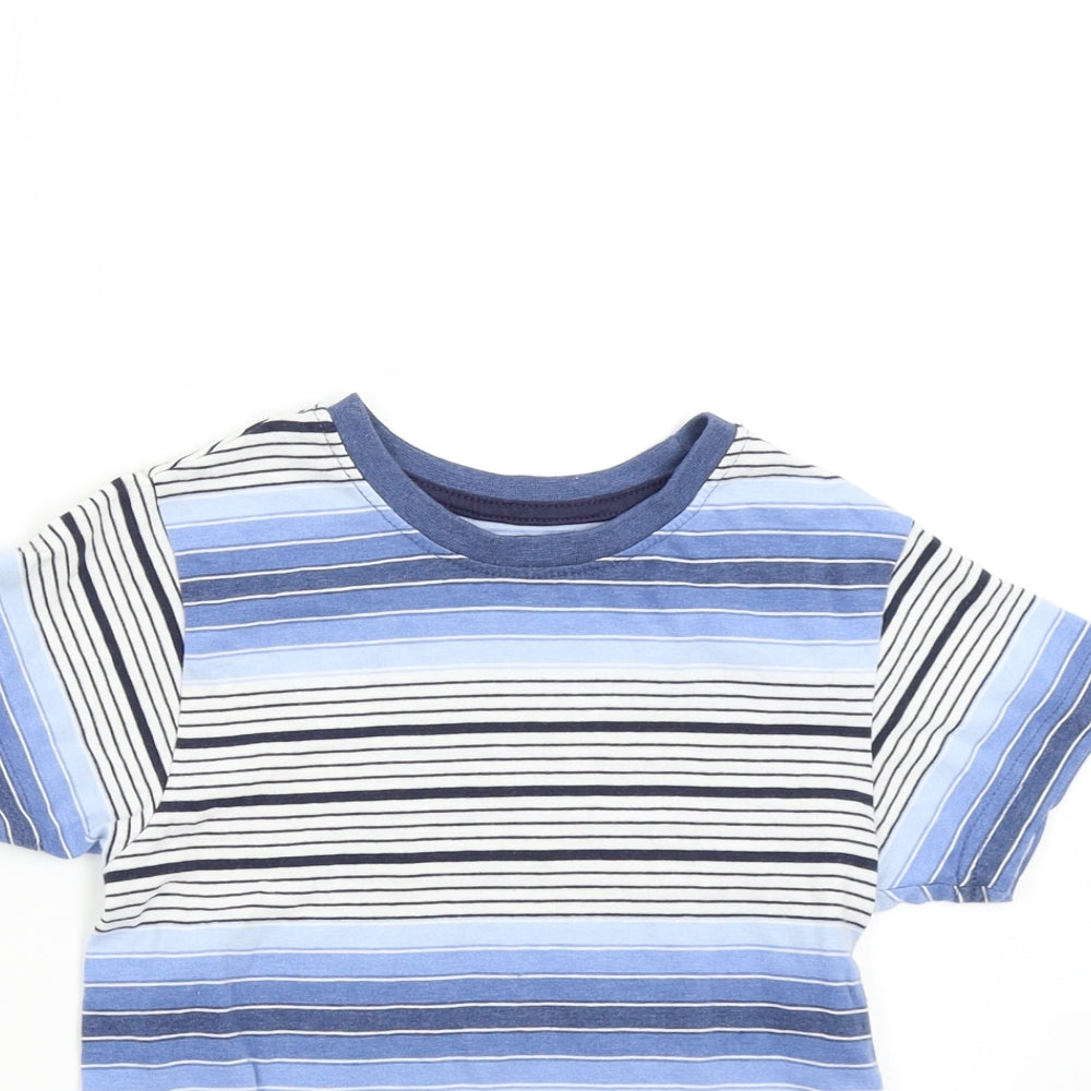 Primark Boys Blue Striped  Basic T-Shirt Size 5-6 Years