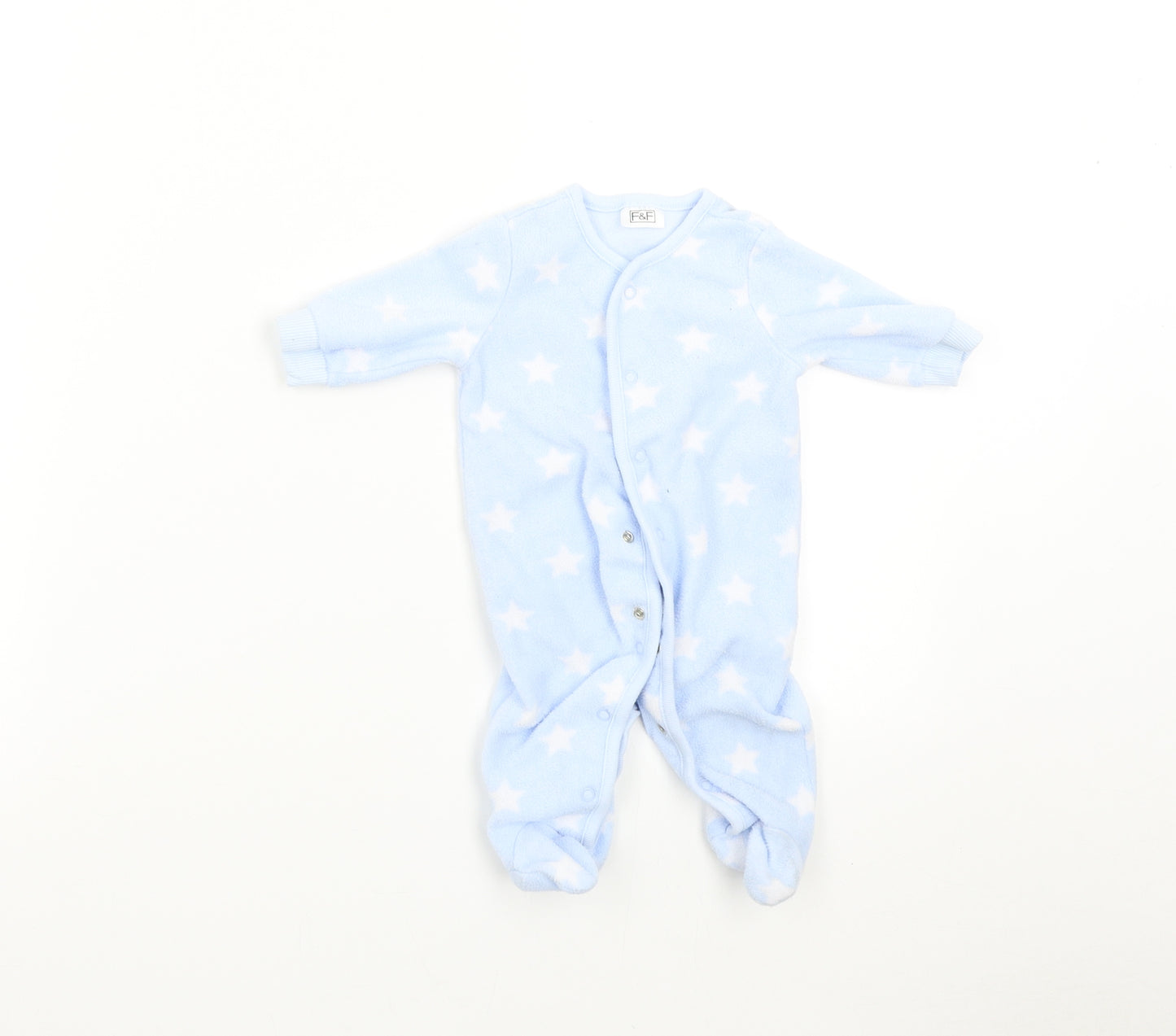 F&F Baby Blue  Fleece Babygrow One-Piece Size 0-3 Months  - Stars