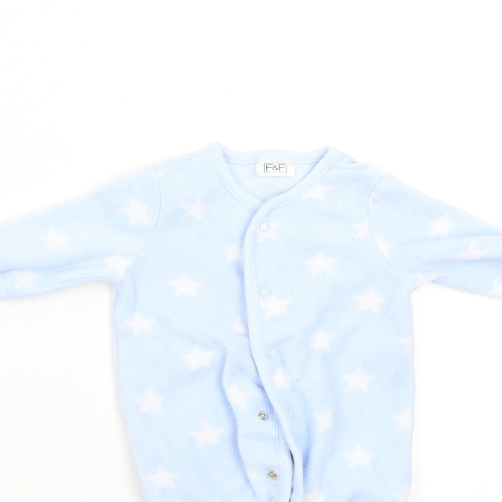 F&F Baby Blue  Fleece Babygrow One-Piece Size 0-3 Months  - Stars