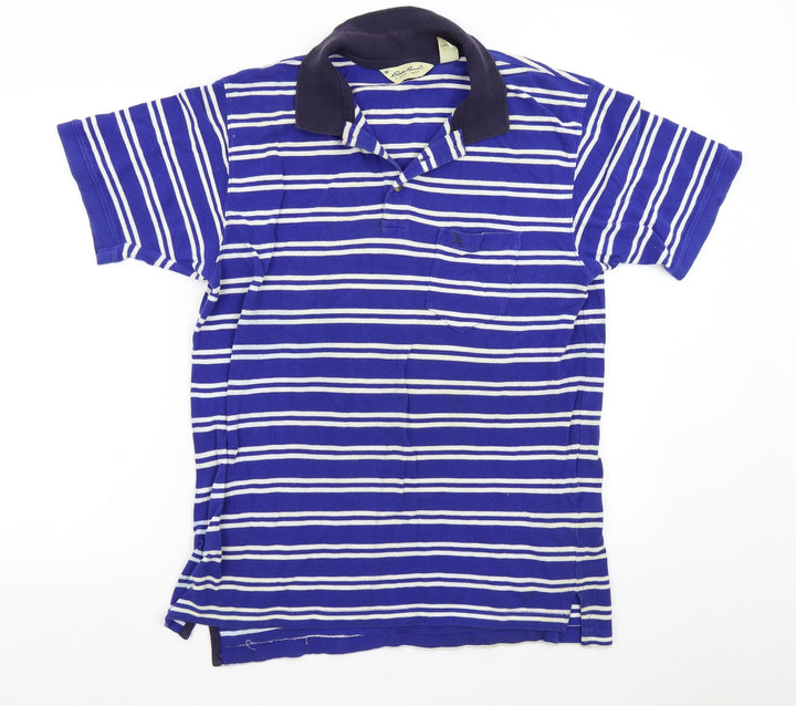 Eddie Bauer Mens Blue Striped Polo Size M
