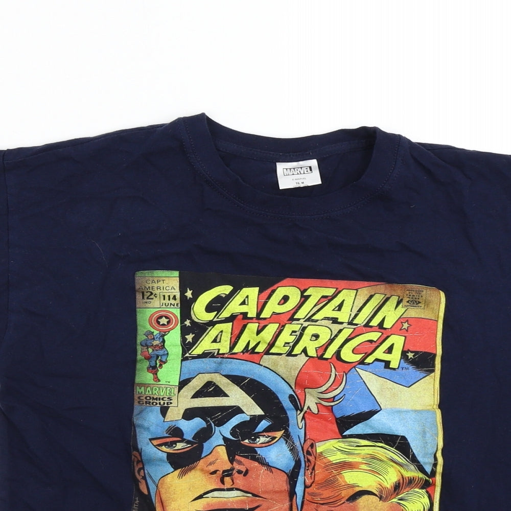 Marvel Mens Blue    T-Shirt Size M  - Captain America