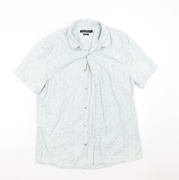 French Connection Mens Blue Button-Up Size L - Swallows