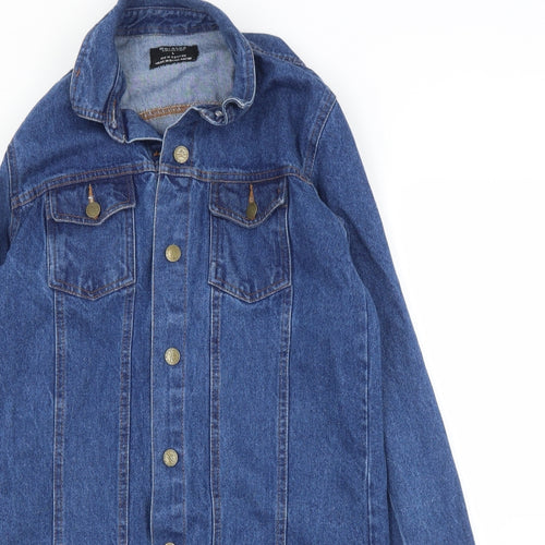 Bershka Womens Blue  Denim Tunic Button-Up Size L