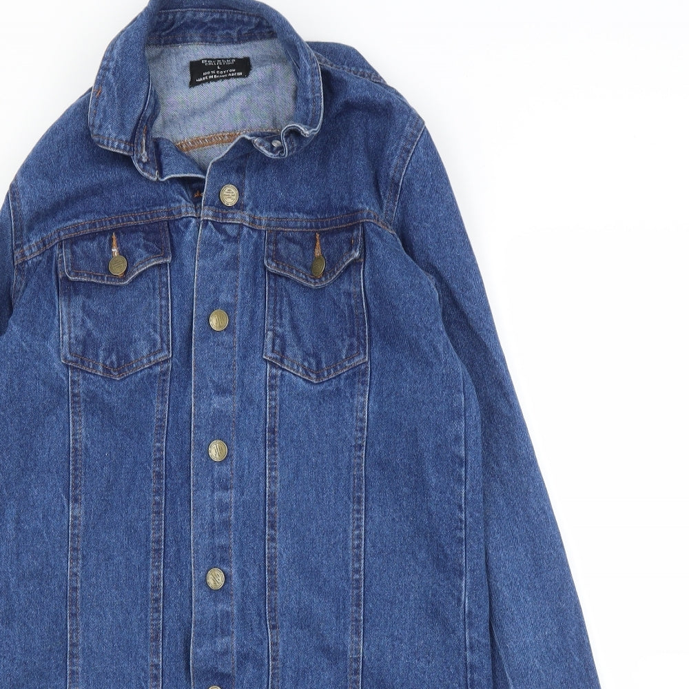 Bershka Womens Blue  Denim Tunic Button-Up Size L