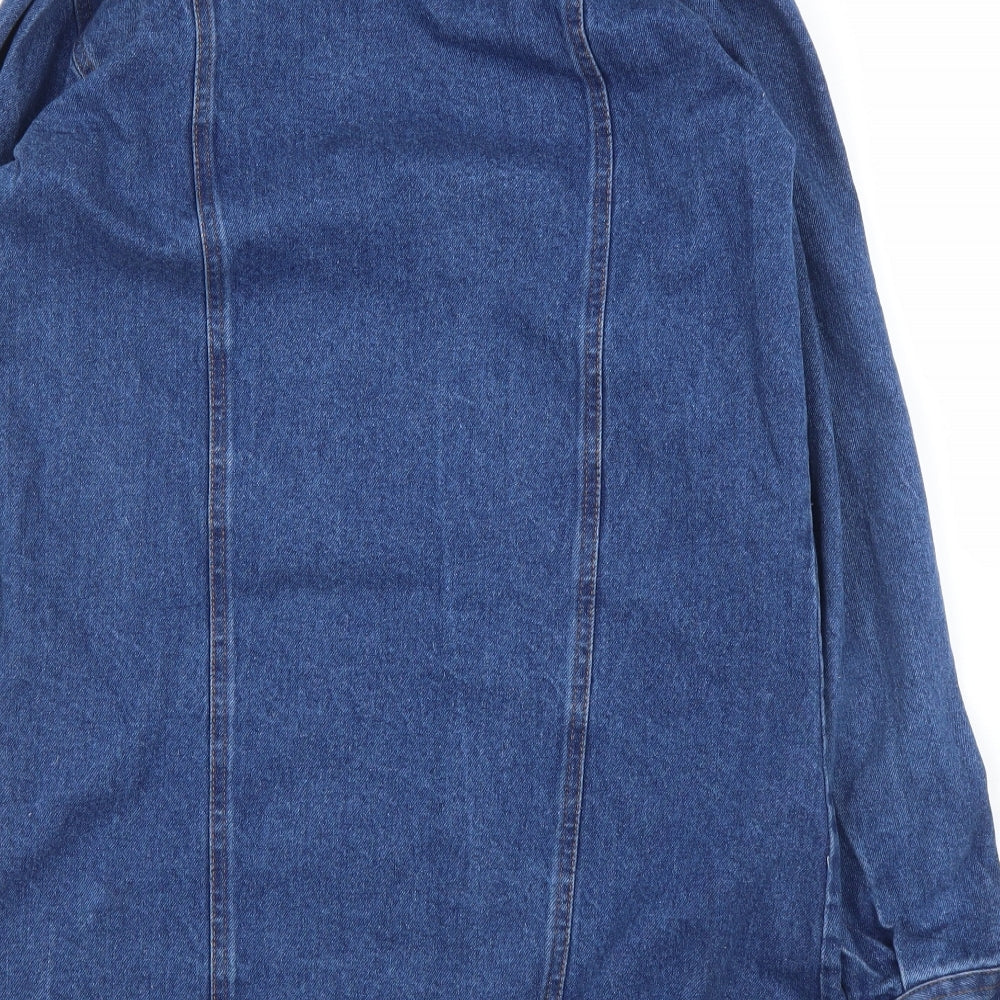 Bershka Womens Blue  Denim Tunic Button-Up Size L