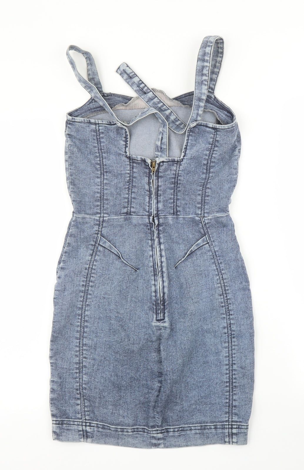 ASOS Womens Blue  Denim Pinafore/Dungaree Dress  Size 8
