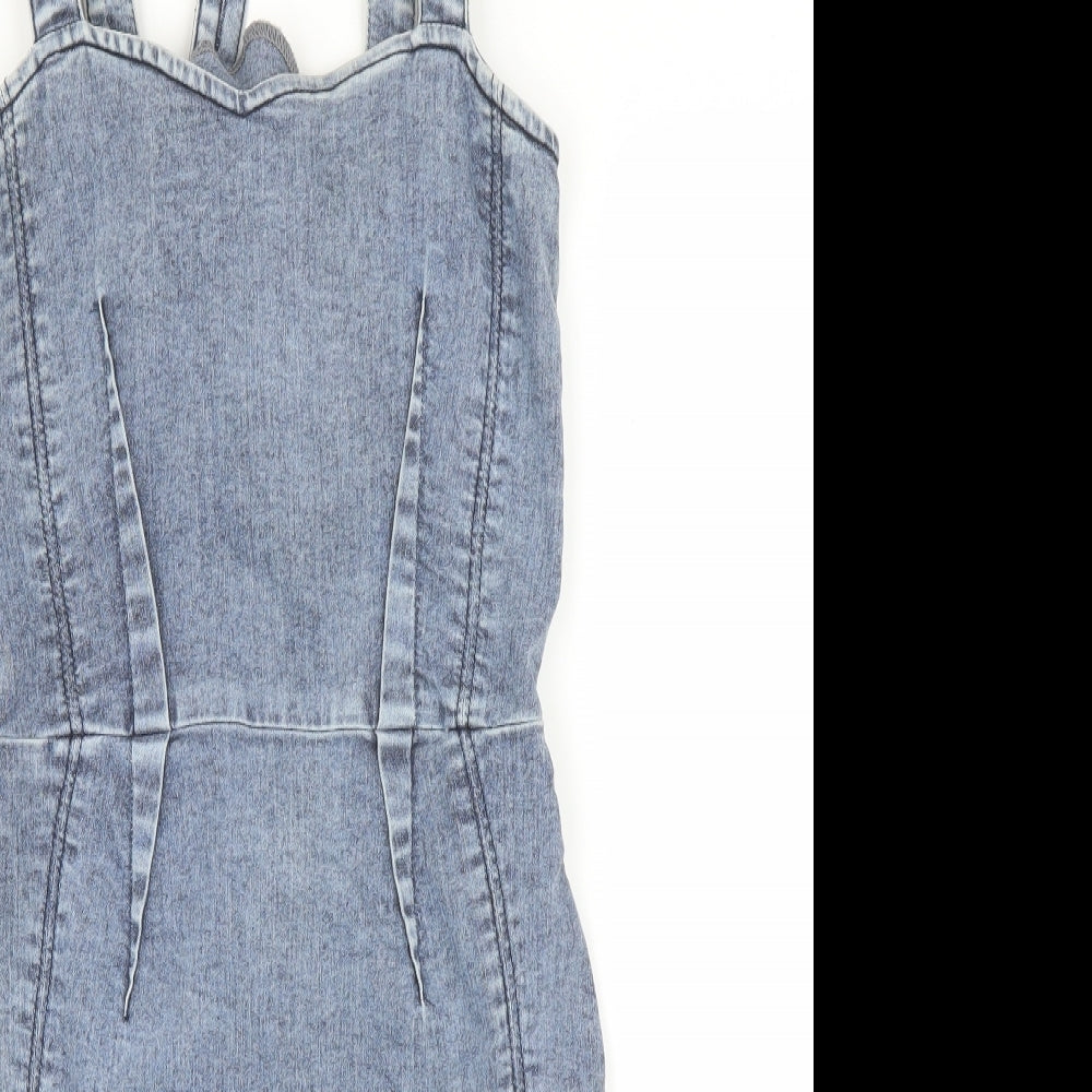 ASOS Womens Blue  Denim Pinafore/Dungaree Dress  Size 8