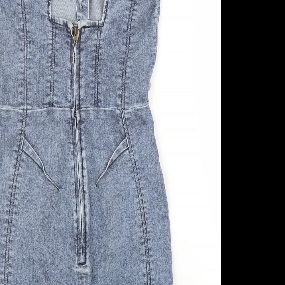 ASOS Womens Blue  Denim Pinafore/Dungaree Dress  Size 8