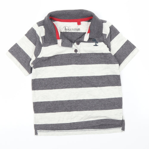 Hullabaloo Boys Grey Striped  Basic Polo Size 5 Years