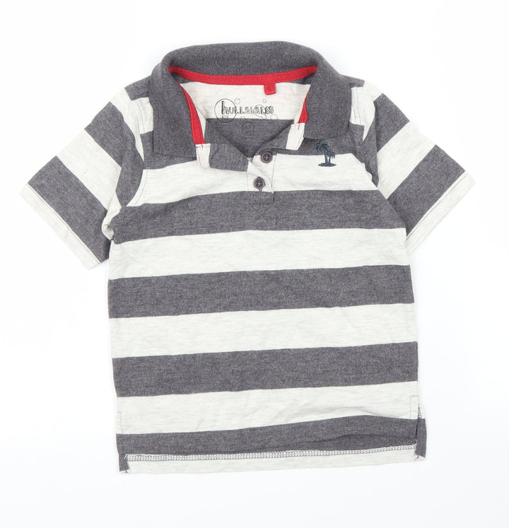 Hullabaloo Boys Grey Striped  Basic Polo Size 5 Years