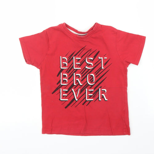 Primark Boys Red   Basic T-Shirt Size 5 Years
