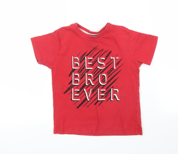Primark Boys Red   Basic T-Shirt Size 5 Years