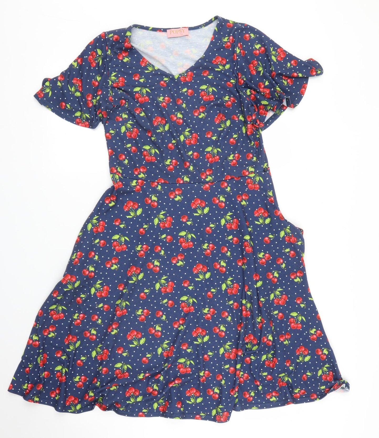 Popsy Womens Blue Floral  A-Line  Size M