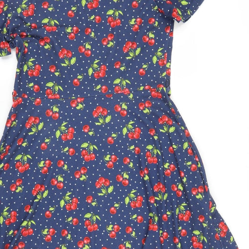 Popsy Womens Blue Floral  A-Line  Size M