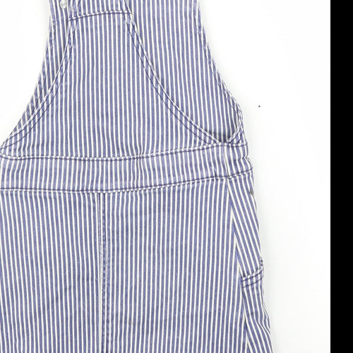 F&F Girls Blue Striped Denim Pinafore/Dungaree Dress  Size 5-6 Years