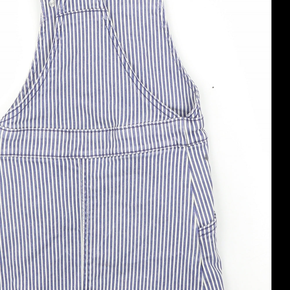 F&F Girls Blue Striped Denim Pinafore/Dungaree Dress  Size 5-6 Years