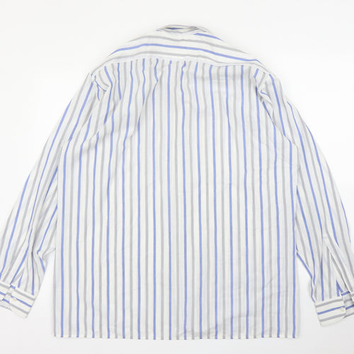 Peter England Mens White Striped   Button-Up Size L