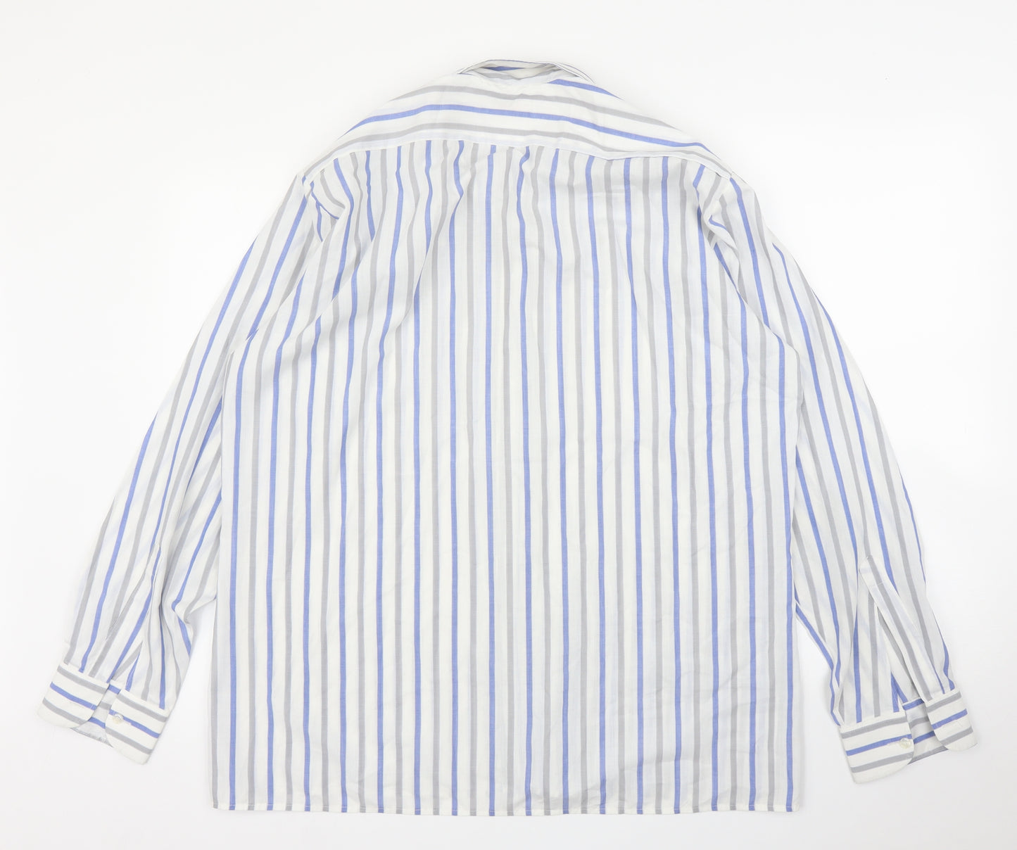 Peter England Mens White Striped   Button-Up Size L