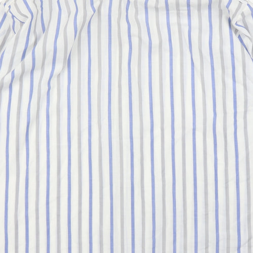 Peter England Mens White Striped   Button-Up Size L
