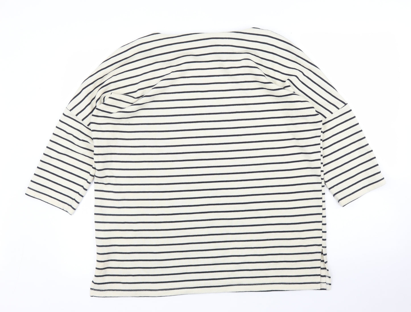 Vera Moda Womens Beige Striped  Basic T-Shirt Size L