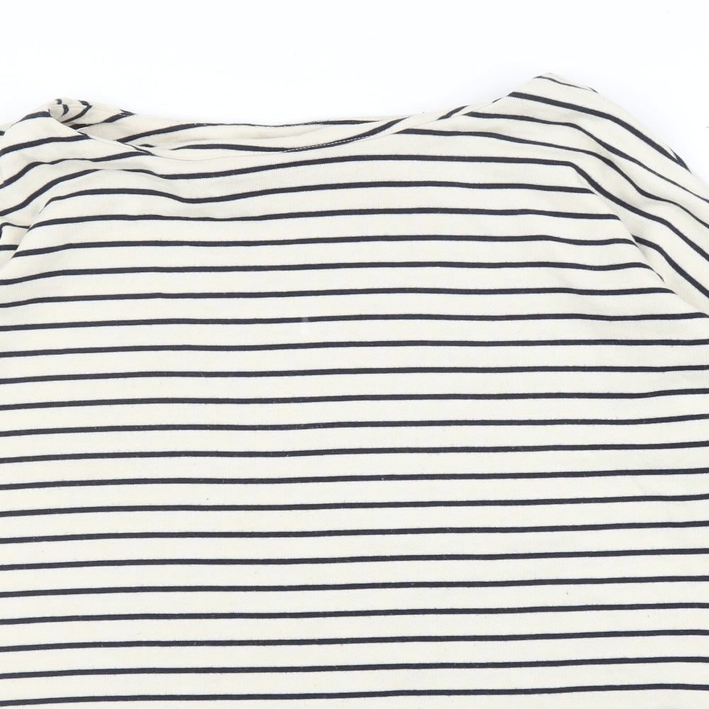 Vera Moda Womens Beige Striped  Basic T-Shirt Size L