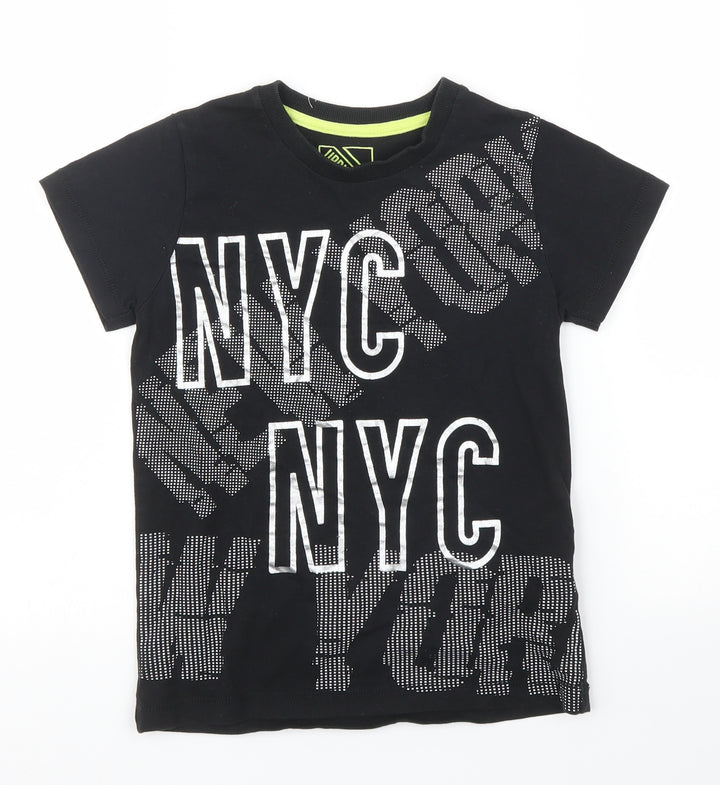 Matalan Girls Black   Basic T-Shirt Size 7 Years