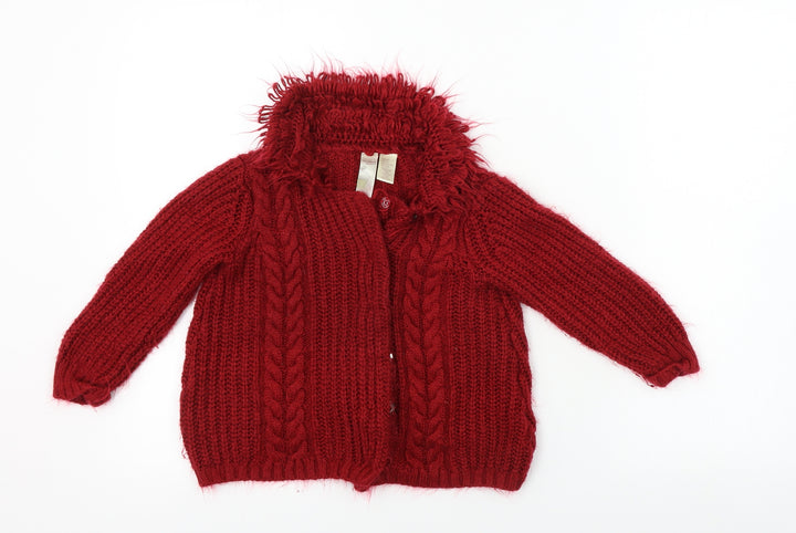Strawberry Faire Girls Red Cardigan Jumper Size 4 Years
