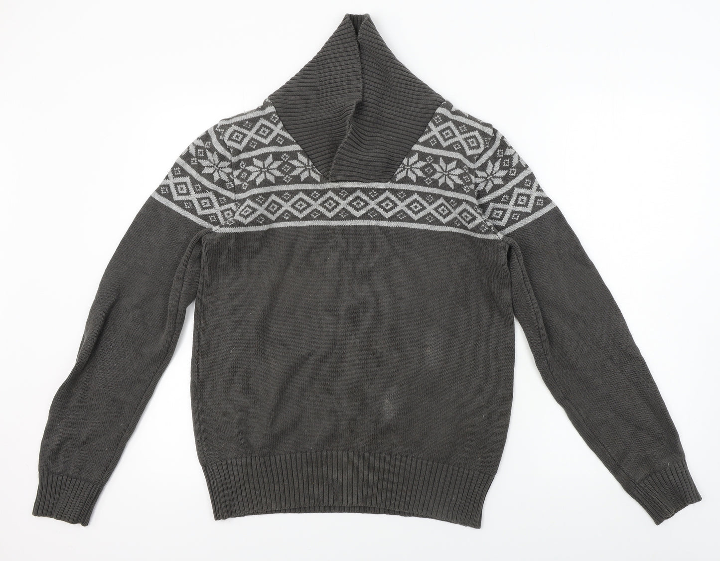 Cedar Wood State  Mens Grey Geometric  Pullover Jumper Size S