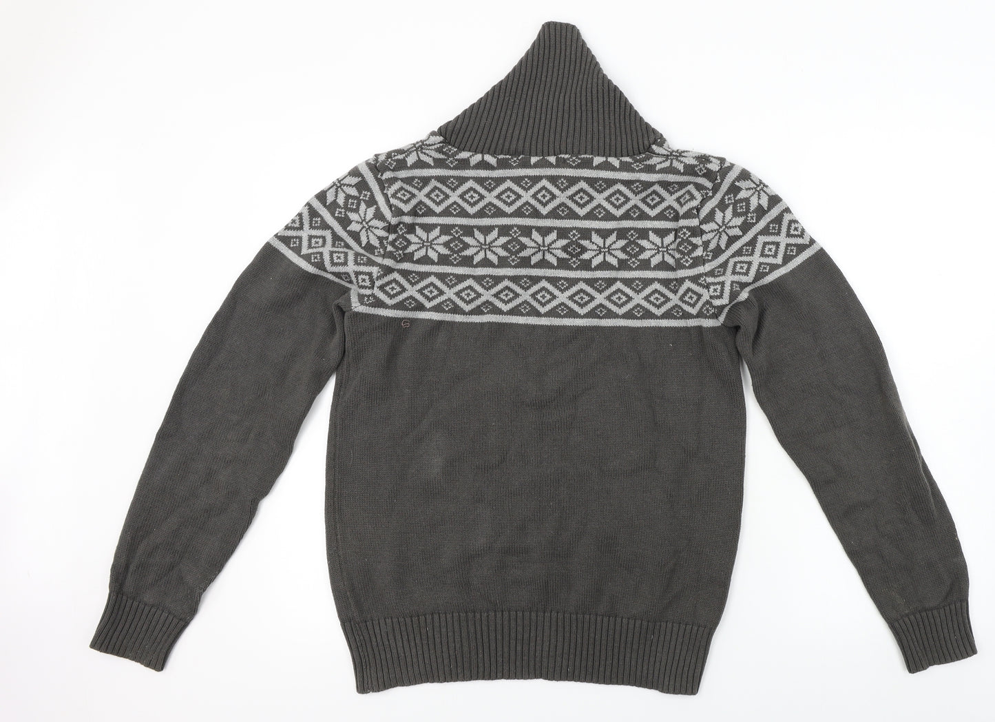 Cedar Wood State  Mens Grey Geometric  Pullover Jumper Size S