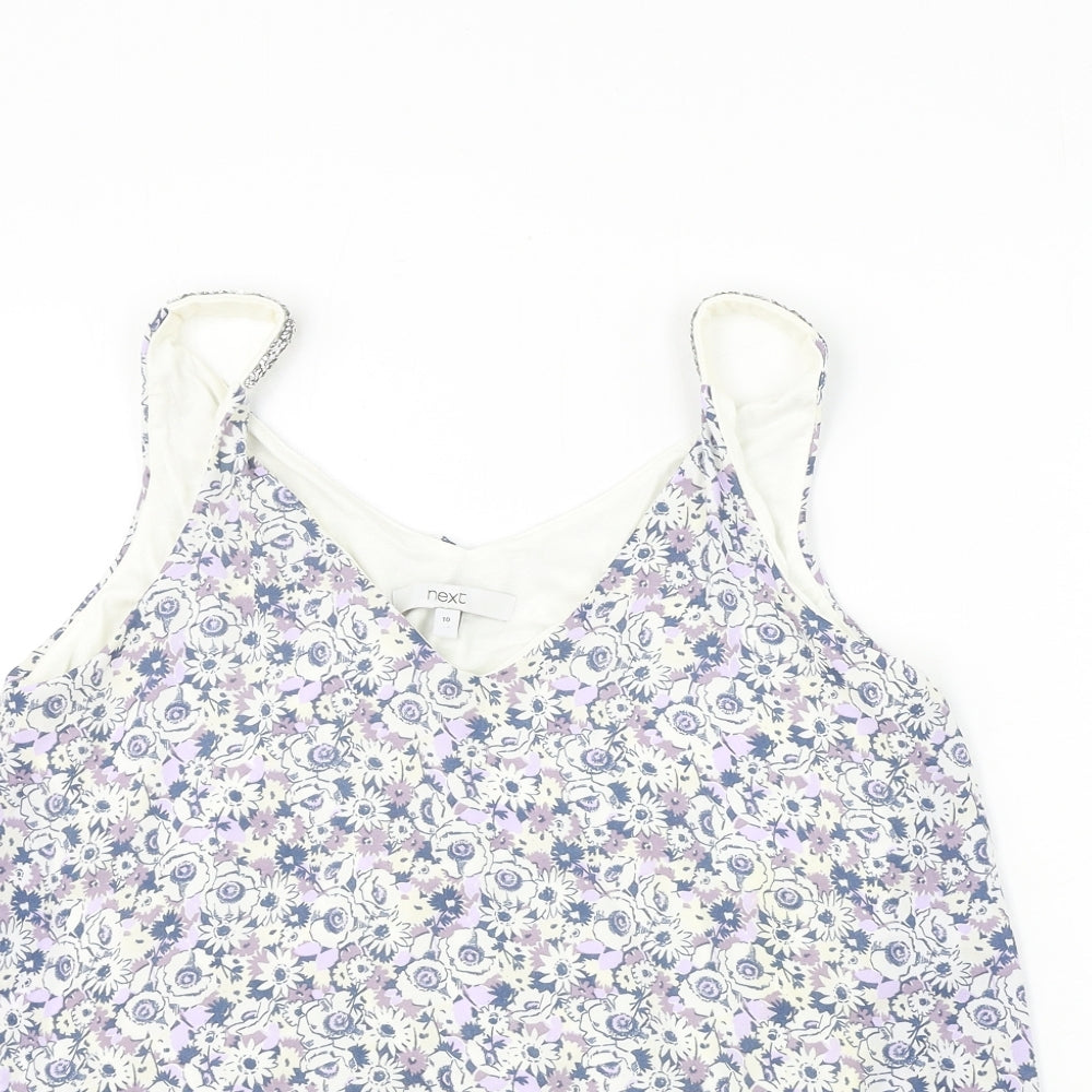 NEXT  Womens White Floral  Basic Tank Size 10