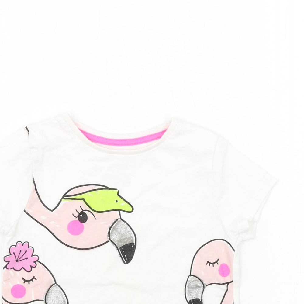 F&F  Girls White Animal Print  Basic T-Shirt Size 3-4 Years