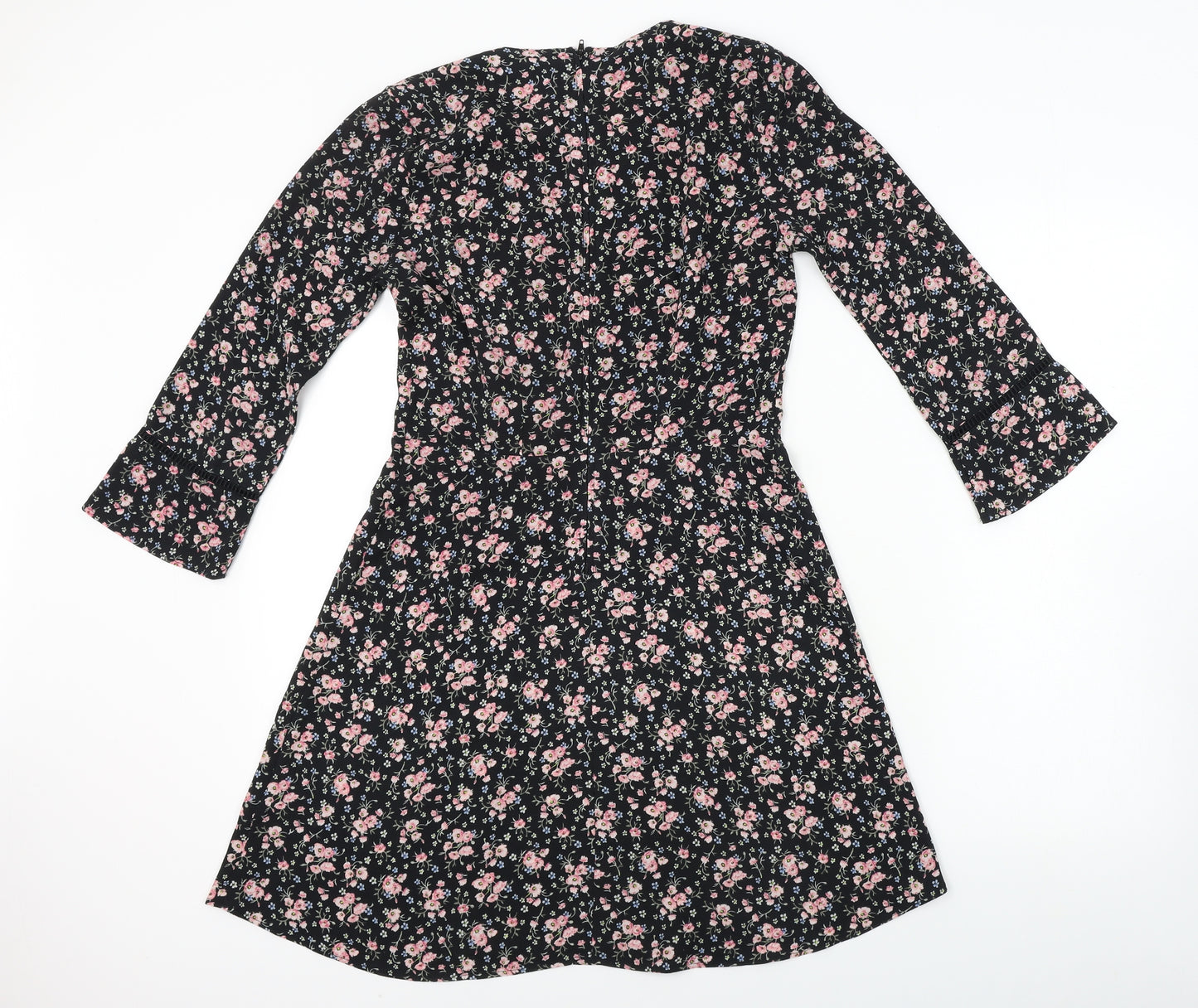 H&M  Womens Black Floral  A-Line  Size 6
