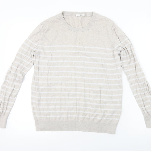 Gap Mens Beige Striped  Pullover Jumper Size M