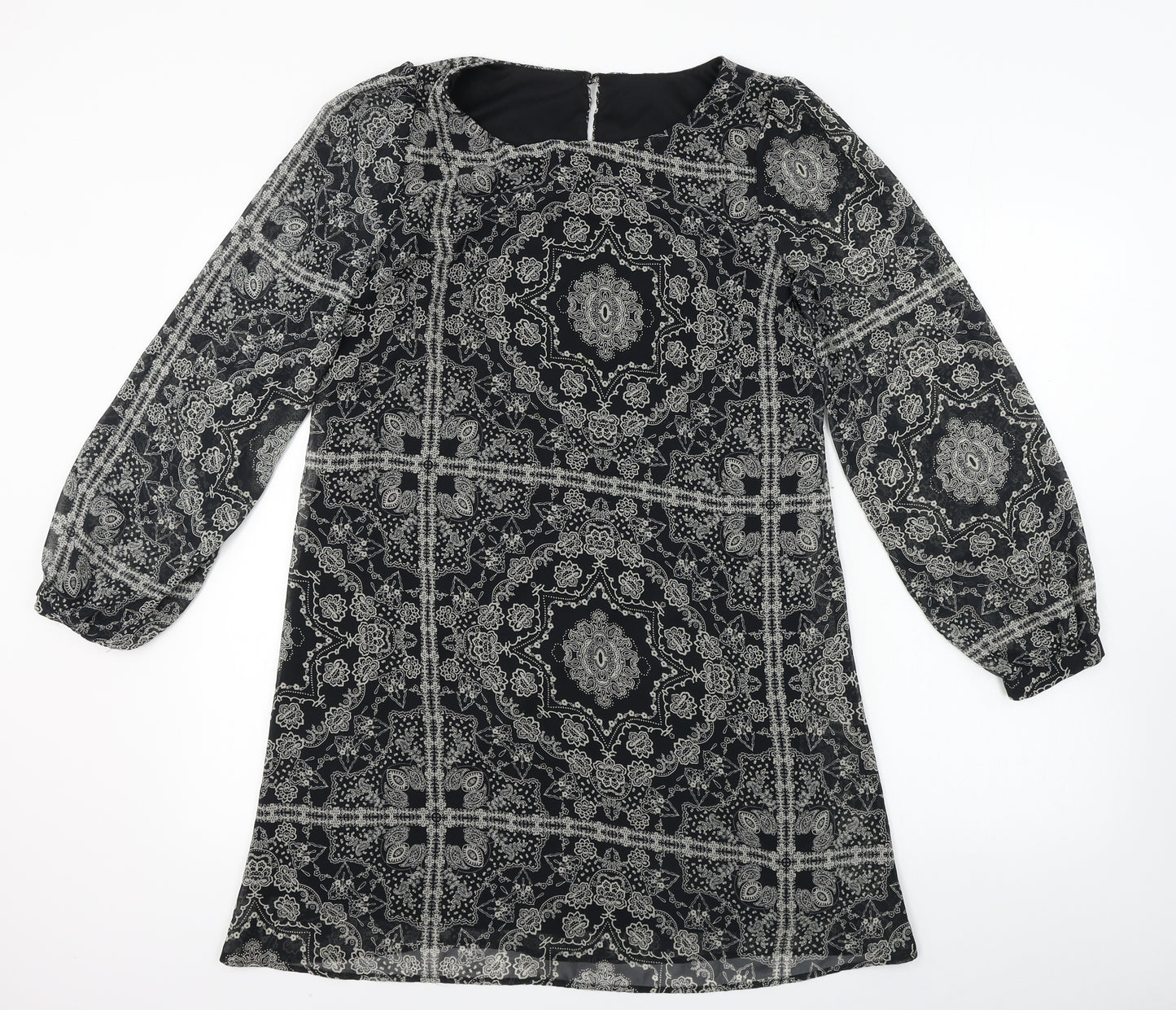 Atmosphere  Womens Black Geometric  A-Line  Size 10