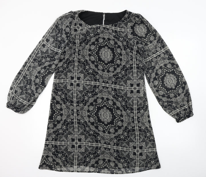 Atmosphere  Womens Black Geometric  A-Line  Size 10