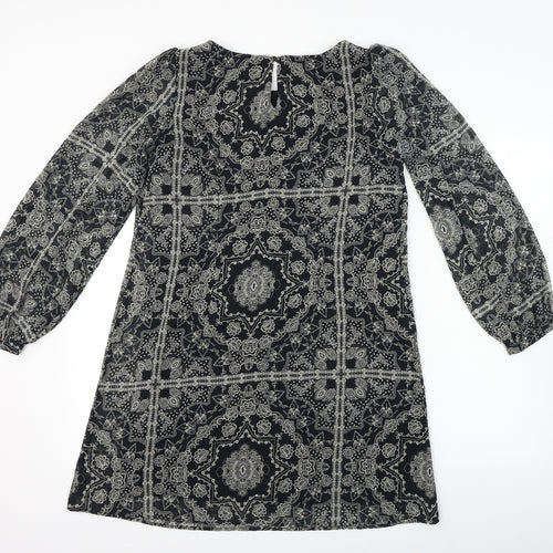 Atmosphere  Womens Black Geometric  A-Line  Size 10