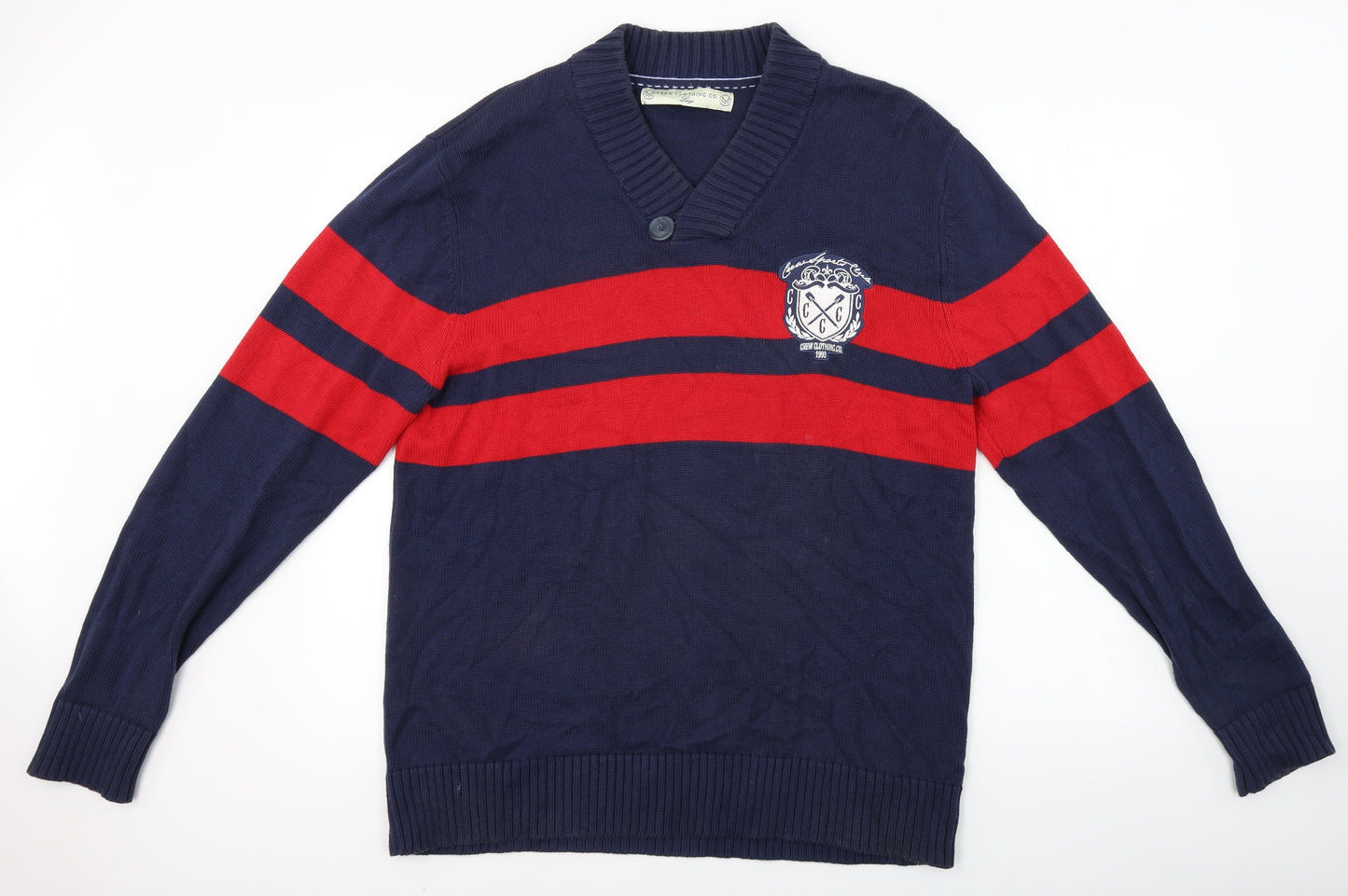 Crew Clothing Mens Blue Striped  Pullover Jumper Size L