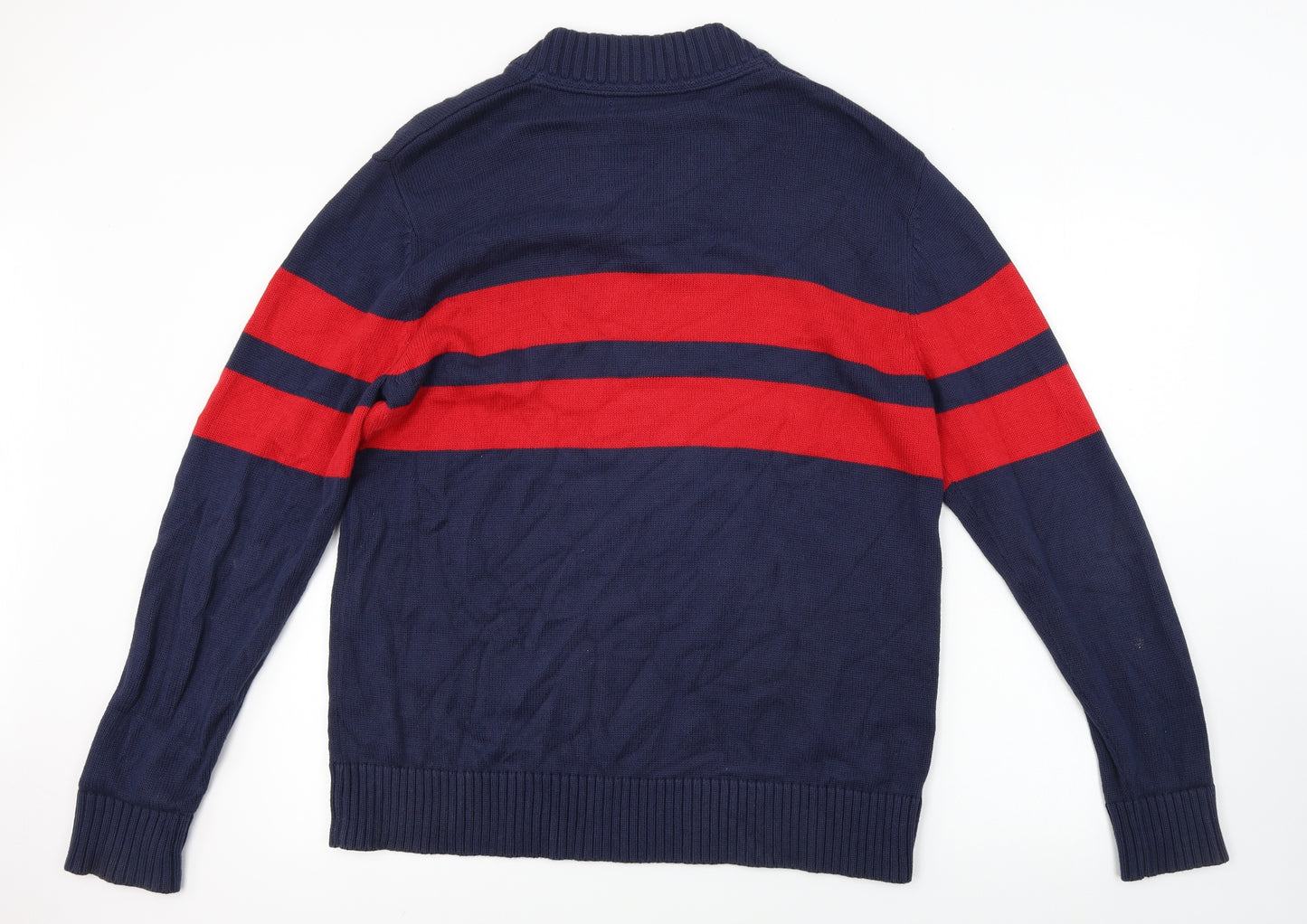 Crew Clothing Mens Blue Striped  Pullover Jumper Size L