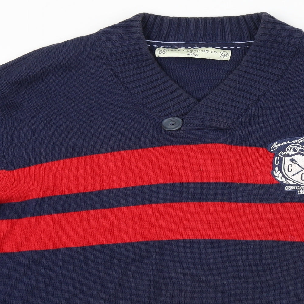Crew Clothing Mens Blue Striped  Pullover Jumper Size L