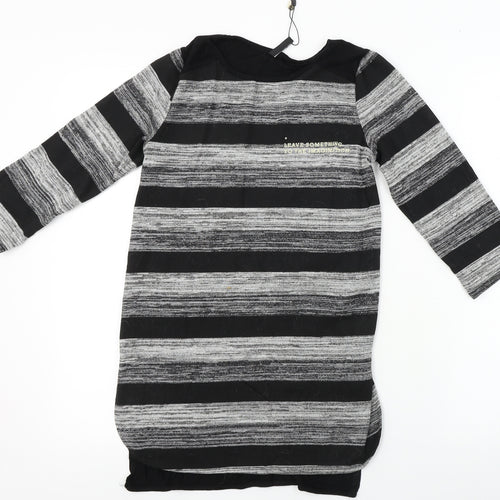 Stradivarius  Womens Grey Striped  Basic T-Shirt Size S